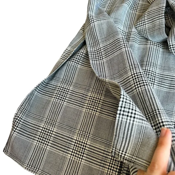ZARA gray plaid checkered puff sleeve dress M - Picture 7 of 13